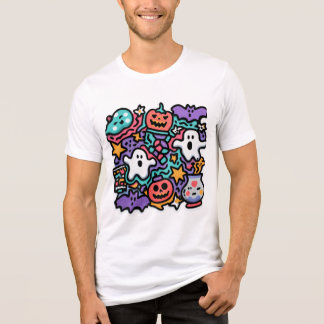 Schattigee Halloween Ghost & Pumpkin Cartoon Doodl Tri-Blend Shirt