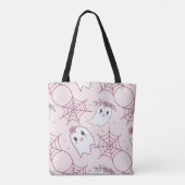 Schattigee Halloween Ghost & Spiderweb Pattern (2) Draagtas (Achterkant)