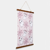 Schattigee Halloween Ghost & Spiderweb Pattern (2) Hangend Wandkleed (Gebogen)