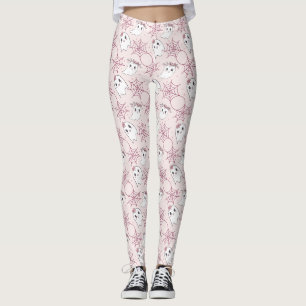 Schattigee Halloween Ghost & Spiderweb Pattern (2) Leggings