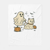 Schattigee Halloween Ghost Walking Ghost Cat Class Fleece Deken (Voorkant)