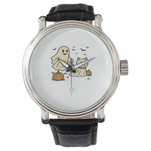Schattigee Halloween Ghost Walking Ghost Cat Class Horloge