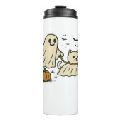 Schattigee Halloween Ghost Walking Ghost Cat Class Thermosbeker (Voorkant)