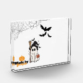 Schattigee Halloween Ghost Witch met Broom en Pomp Fotoblokken (Links)