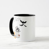 Schattigee Halloween Ghost Witch met Broom en Pomp Mok (Voorkant links)