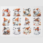 Schattigee Halloween Ghosts Afbeeldingen voor Kuns Tissuepapier (Voorkant)