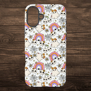 Schattigee Halloween Ghosts en Skulls Pattern iPhone 16 Plus Hoesje