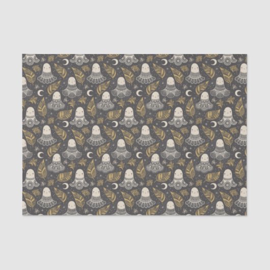 Schattigee Halloween Ghosts Kant - Goud Tissuepapier (Voorkant)