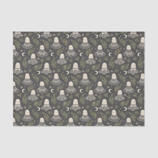 Schattigee Halloween Ghosts Kant - Groen Tissuepapier (Voorkant)