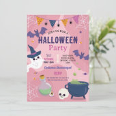 Schattigee Halloween Ghosts Party Pumpkins Uitnodi Kaart (Staand voorkant)