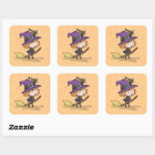 Schattigee Halloween heks en kat | Sticker (Vel)