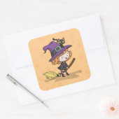 Schattigee Halloween heks en kat | Sticker (Envelop)