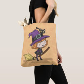 Schattigee Halloween heks en kat | Tote bag (Dichtbij)