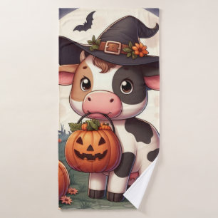 Schattigee Halloween heks koe Badhanddoek
