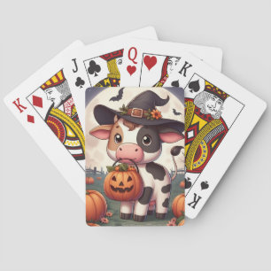 Schattigee Halloween heks koe Pokerkaarten