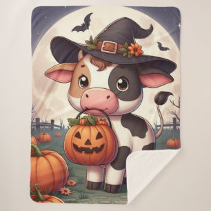Schattigee Halloween heks koe Sherpa Deken