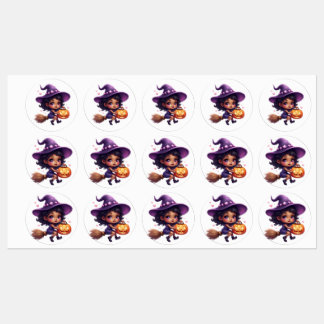 Schattigee Halloween heks Stickers - Kawaii tovena
