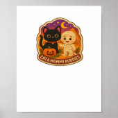 Schattigee Halloween kat en mummie borduurwerk Pat Poster (Voorkant)