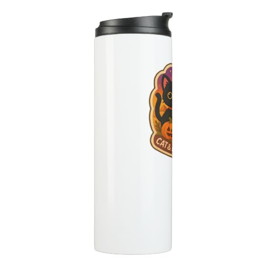 Schattigee Halloween kat en mummie borduurwerk Pat Thermosbeker (Gedraaid links)