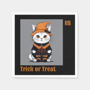 Schattigee Halloween kat in vermomming feestelij Servet