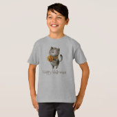 Schattigee Halloween kat met pompoen | Shirts (Voorkant volledig)