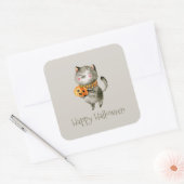 Schattigee Halloween kat met pompoen | Sticker (Envelop)