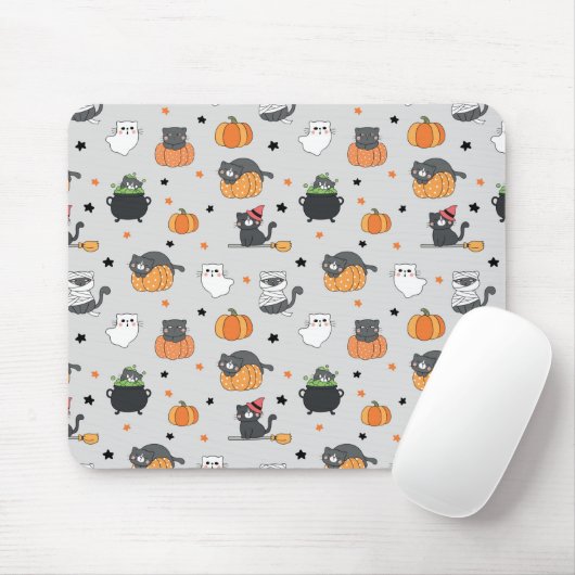 Schattigee Halloween katten en geesten Muismat (Met muis)