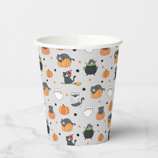 Schattigee Halloween katten en geesten Papieren Bekers (Links)