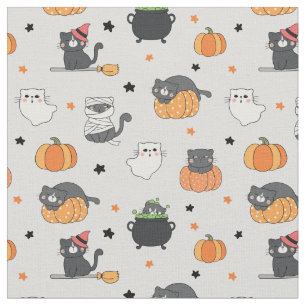 Schattigee Halloween katten en geesten Stof