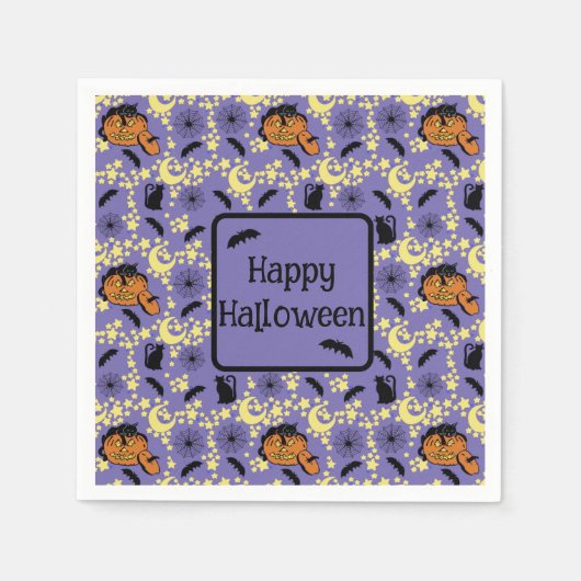 Schattigee Halloween katten, vleermuizen en sterre Servet (Voorkant)
