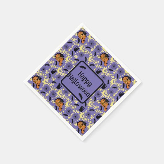 Schattigee Halloween katten, vleermuizen en sterre Servet (Hoek)
