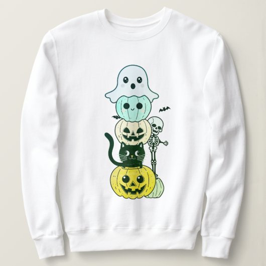Schattigee Halloween Kawaii Character Stack Sweats Trui (Design voorkant)