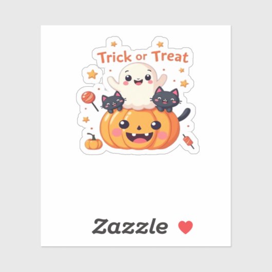 Schattigee Halloween - Kawaii Ghost en Black Cats  Sticker (Vel)