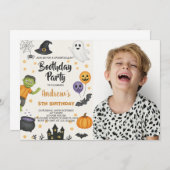 Schattigee Halloween Kinder Uitnodiging met foto (Voorkant / Achterkant)