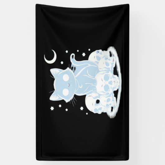 Schattigee Halloween Kitten Cat Gotische Esthetisc Spandoek (Verticaal)