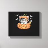 Schattigee Halloween Kitten in een Pumpkin Classic Canvas Afdruk (Voorkant)
