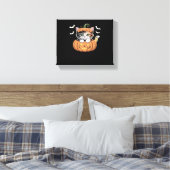 Schattigee Halloween Kitten in een Pumpkin Classic Canvas Afdruk (Insitu (Slaapkamer))