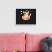 Schattigee Halloween Kitten in een Pumpkin Classic Canvas Afdruk (Insitu (Woonkamer))