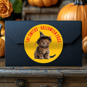 Schattigee Halloween Kitten In Witch Pet Party Fav Ronde Sticker