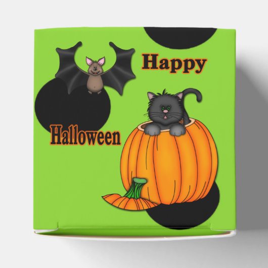 Schattigee Halloween kitten, vleermuis vierkante g Bedankdoosjes (Bovenkant)