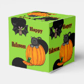 Schattigee Halloween kitten, vleermuis vierkante g Bedankdoosjes (Achterkant)