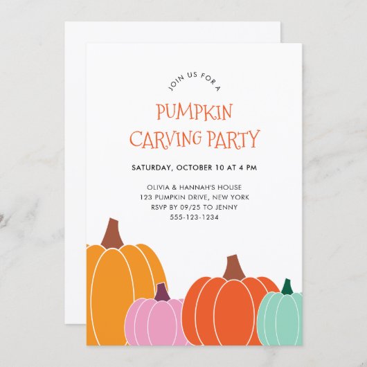 Schattigee Halloween Kleurrijke Pompoen Carving Pa Kaart (Voorkant / Achterkant)
