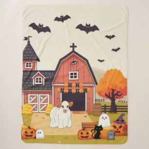Schattigee Halloween koe en boerderij Sherpa Deken