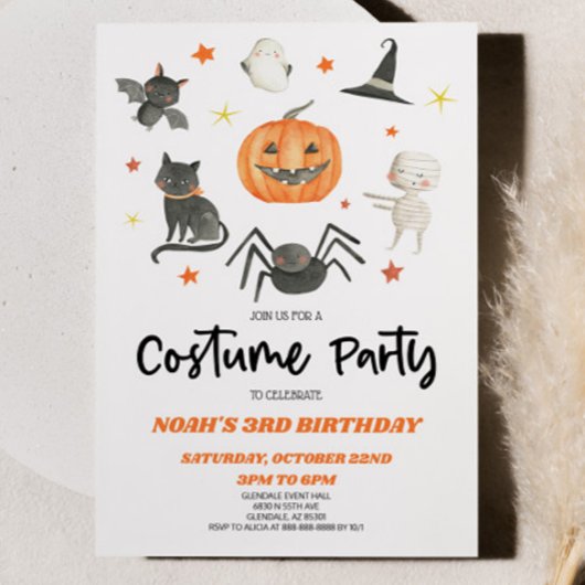 Schattigee Halloween Kostuum Feestuitnodiging Kaart