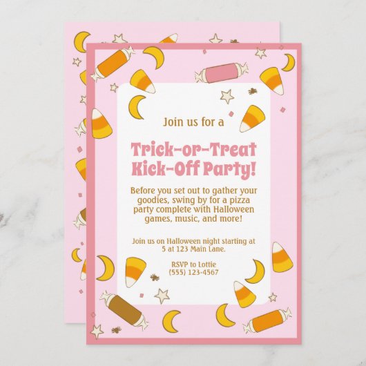 Schattigee Halloween Kostuum Party Trick or treat Kaart (Voorkant / Achterkant)