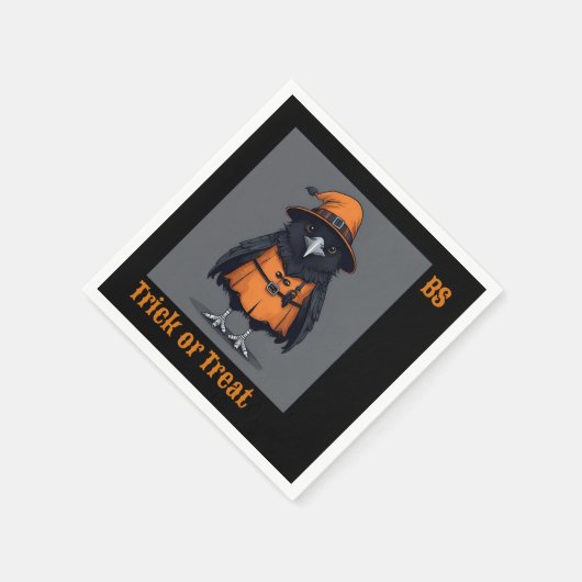 Schattigee Halloween kraai in vermomming | feestel Servet (Hoek)