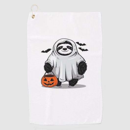 Schattigee Halloween Luiaard T-Shirt Schattig en S Golfhanddoek (Voorkant)
