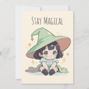 Schattigee Halloween Magische Kawaii Baby Witch Feestdagenkaart