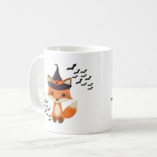 Schattigee Halloween Mok met Fox en Witch Pet, Fun (Voorkant links)