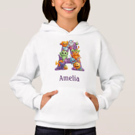 Schattigee Halloween Monogram Letter A Hoodie
